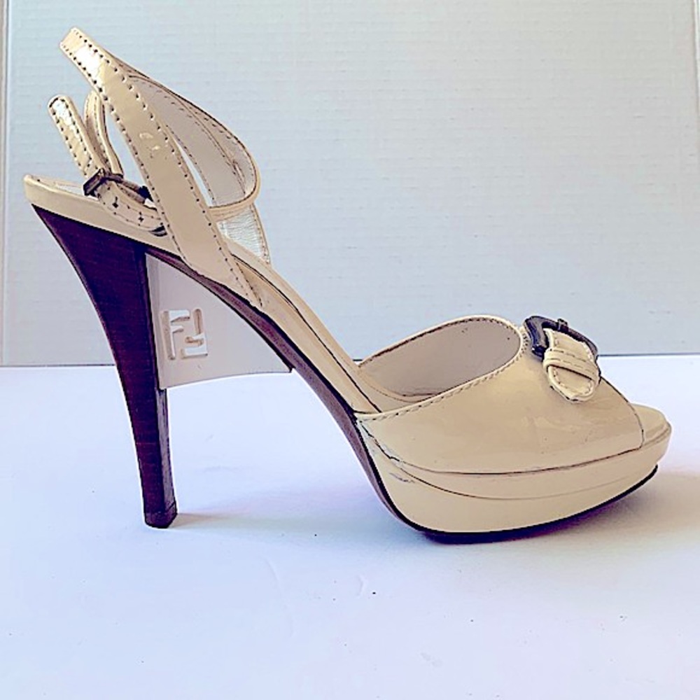 FENDI Zucca FF Logo Patent Leather Sandals 39.5